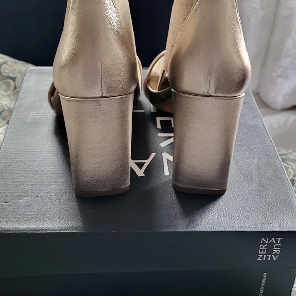 Naturalizer Women's Joy Square Toe Ankle Strap Dress Sandals In LIGHT BRONZE - Picture 9 of 13